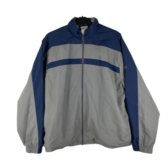Reebok Zip Up Fleece Lined Windbreaker Jacket Men’s‎ L Navy & Gray - Picture 1 of 10